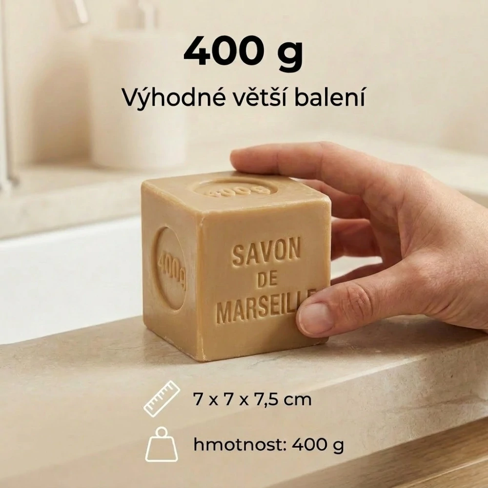 Marseillské mýdlo ze slunečnicového oleje 400 g v papírové krabičce