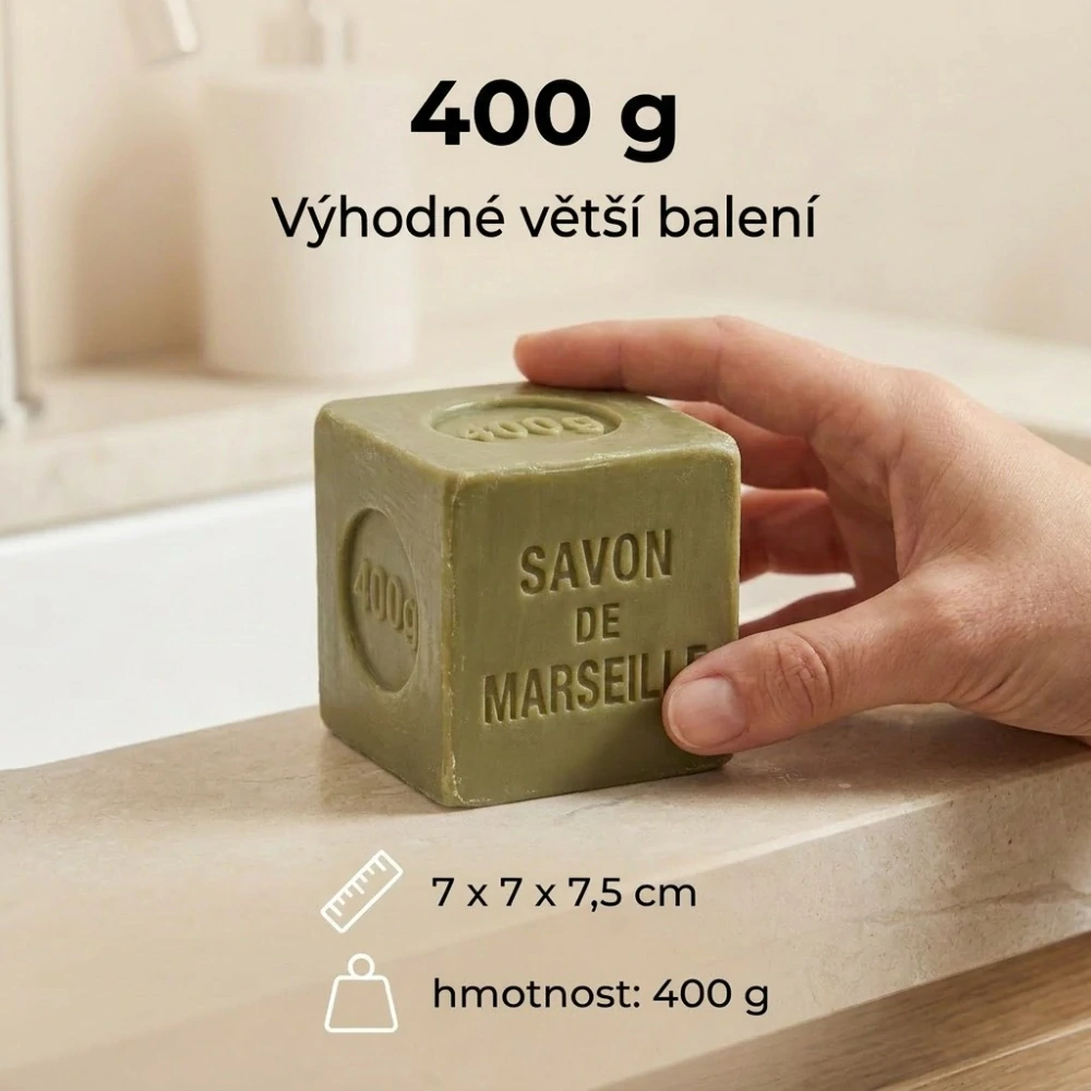 Marseillské mýdlo z olivového oleje 400 g ve fólii
