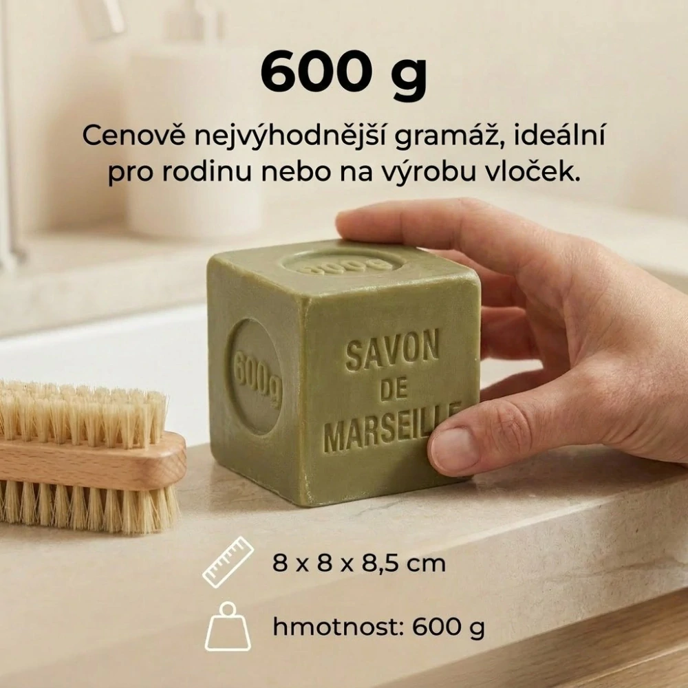Marseillské mýdlo z olivového oleje 600 g bez obalu